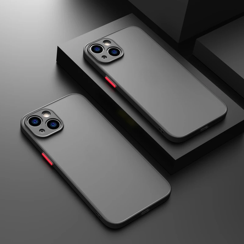 Shockproof Armor Matte Case For iPhone 16 15 14 13 Pro Max 11 12 13 14 Pro 14 Plus X XS max XR Luxury Silicone Bumper Clear Hard PC Cover Capa T06