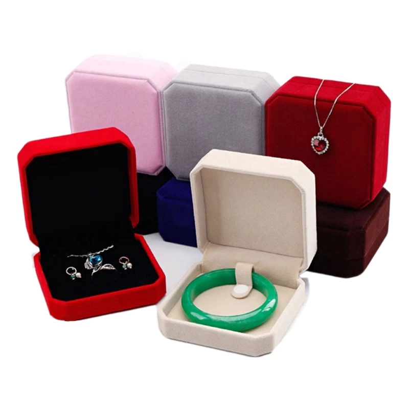 Flannel Jewelry Box Ring Necklace Earring Bracelet Box Wedding Three-piece Gift Box