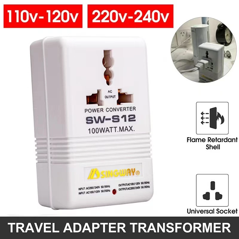 SINGWAY 100W 110V/120V to 220V/240V StepUp&Down Voltage Converter Transformer (CN Standard Plug)