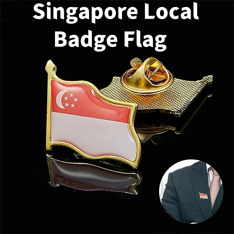 □□ Singapore Flag Badge Country Flag Badge Enamel Pin Brooch National Flag Lapel Pin Collections Jewelry Accessories