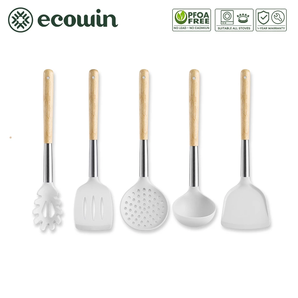 ecowin 34cm Long Silicone Spatula for Non Stick Pan Food Grade & Heat Resistant Cooking Tools