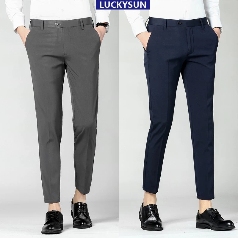 [28-42] Office Pants Men Korean Regular Fit Plain Formal Long Pants Plus Size Black Cropped Pant Kurta