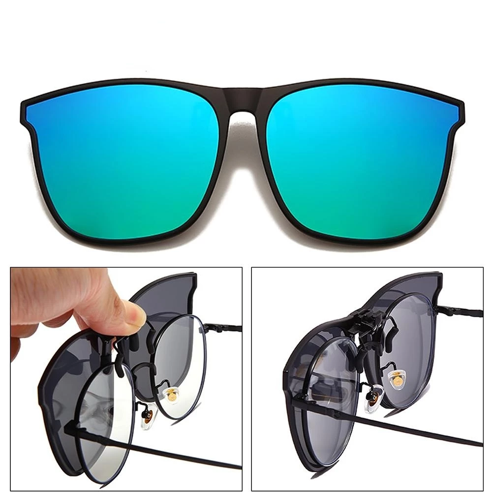 Polarized Clip on Sunglasses Men Photochromic Car Driver Goggles Night Vision Glasses Anti Glare Vintage Square Glasses