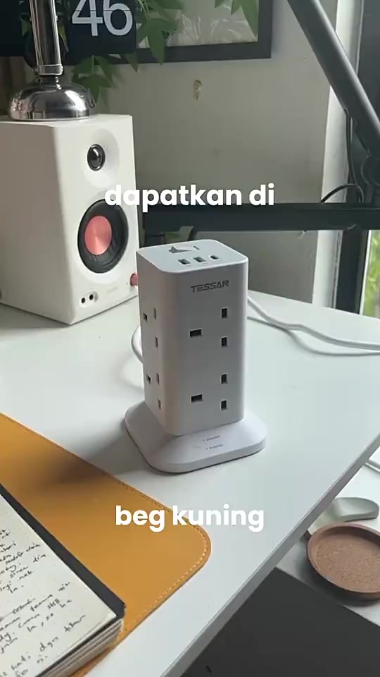 TESSAN Tower Extension Plug with USB Type C Multi Plug Extension Socket Safety Mark Surge Protector