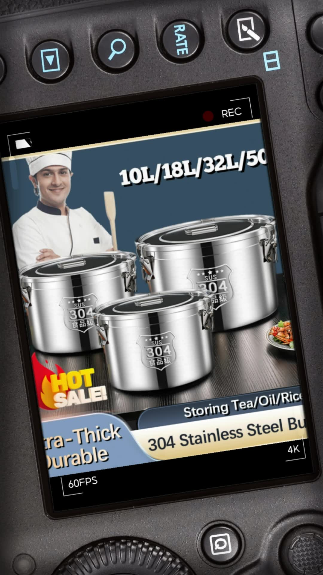 Stainless Steel Bucket 10L/18L/32L/50L Food Grade 304 Stainless Steel Large Capacity Food Container With Cover Airtight