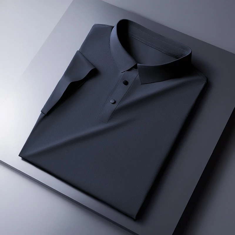 sg Local Stock Ice Silk Polo Shirt Mens Summer Breathable Comfortable Pearl Ground Mesh Polo T Shirt Man M-5XL