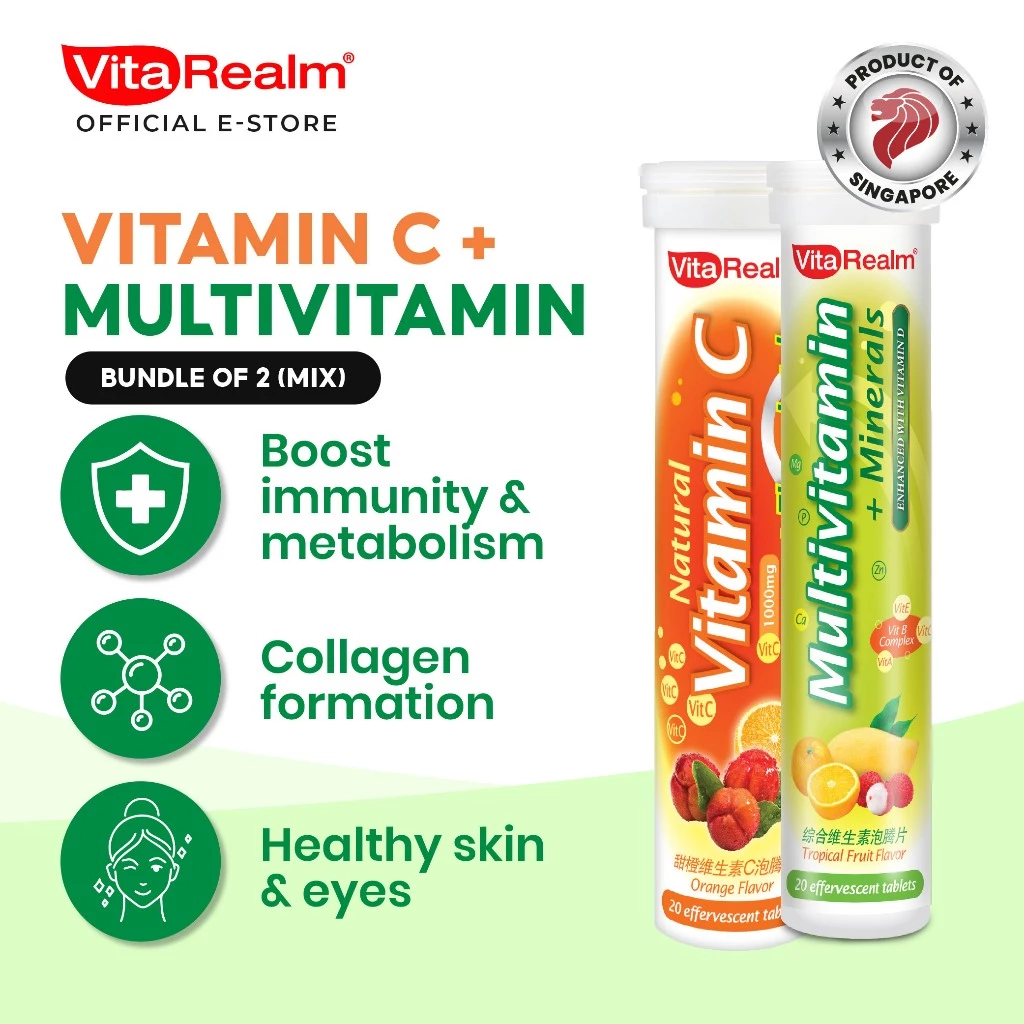 [Mix Any 5] VitaRealm Vitamin Effervescent Tablets 20s l Vitamin C Multivitamin Zinc 增强免疫力维生素C