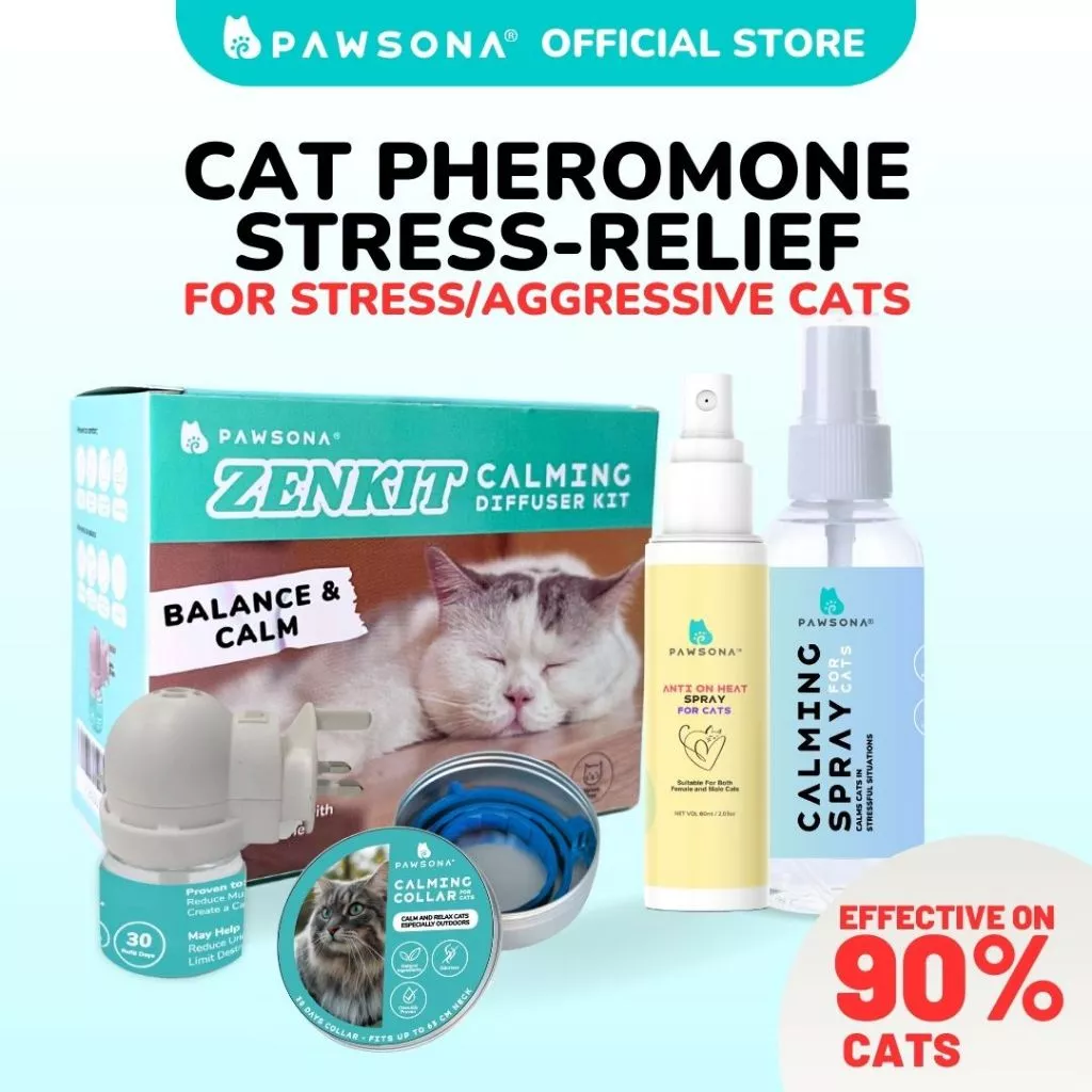 PAWSONA® Cat Calming Diffuser | Calming Spray | Calming Collar | Cat Pheromone Anti Stress for Cats