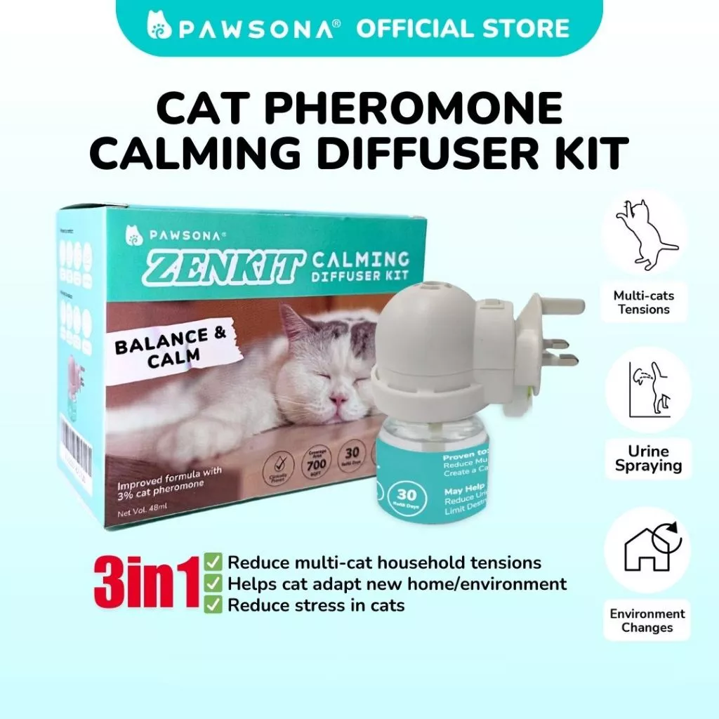 PAWSONA® Cat Pheromone Calming Diffuser Kit | Reduce Stress in Cats & Multi-cat Tension Household