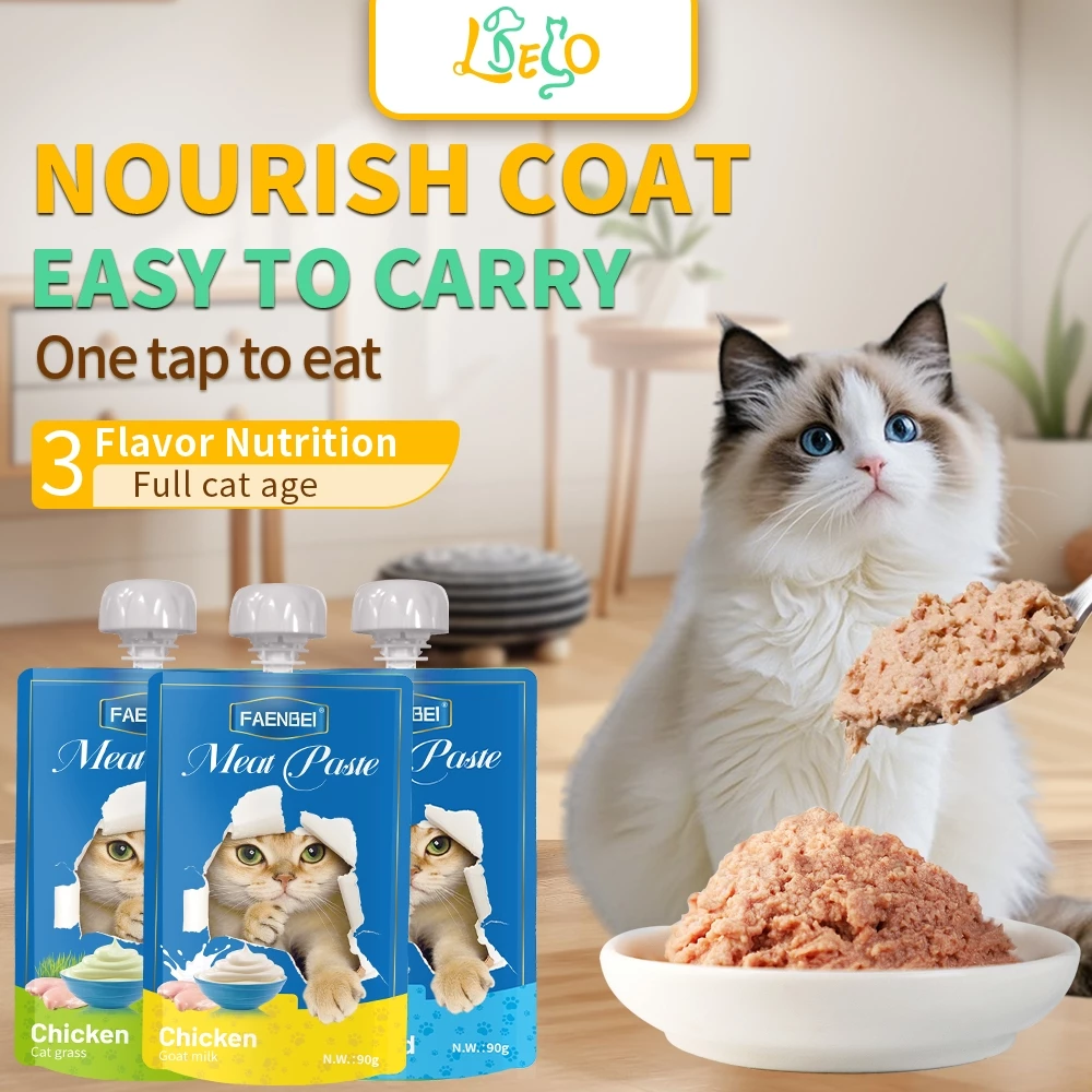 LDECO Natural Purees Cat Wet Food Pounch 90g | Chicken Milk/Tuna Cod/Chicken Grass​​ | Pet Treats For Cats