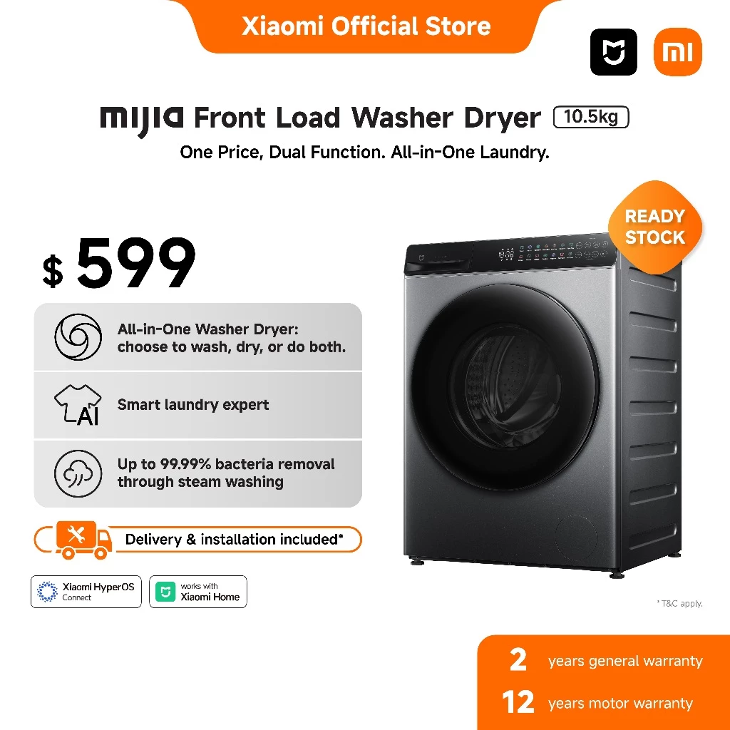 New Xiaomi Mijia Front Load Washer Dryer 10.5kg
