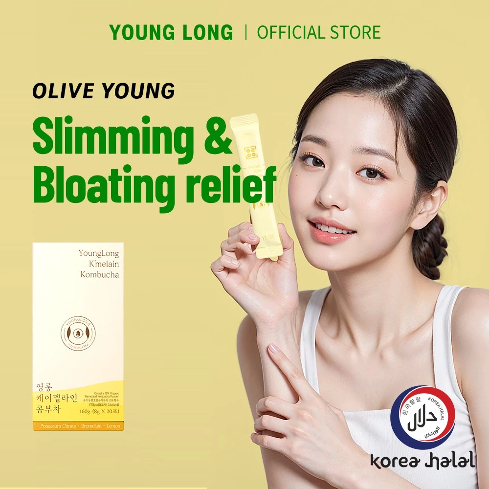 [YOUNGLONG] Slimming Kombucha with Bromelain / Kmelain, Detox Drink & Diet Tea, Bloating Relief (Debloat), Weight Loss, Slimming Tea, Diet Food, Slim Booster, Potassium, Lemon Flaver, Korean Pharmacists Formula,  消水肿