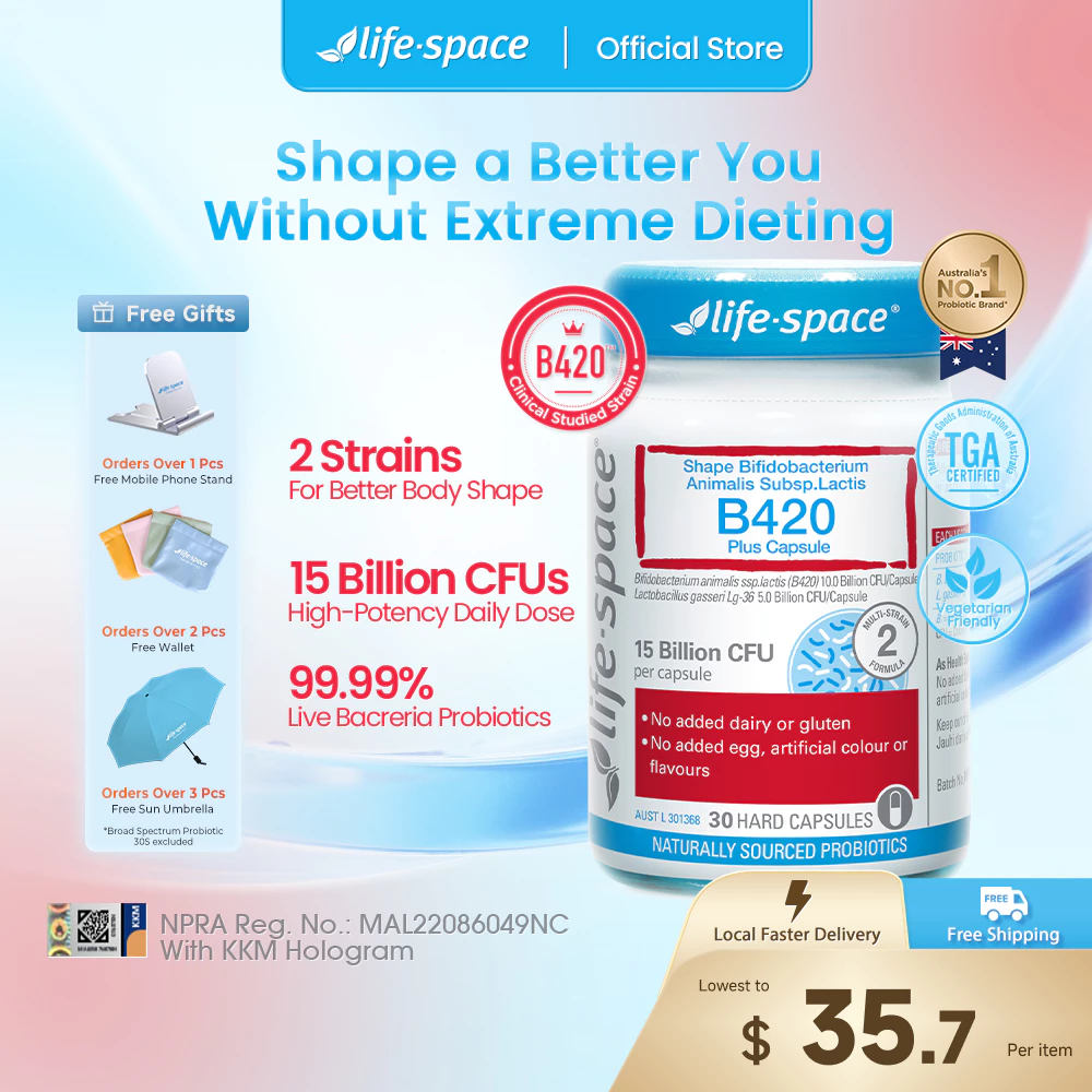[Official] 【Weight Management】Life Space Probiotic B420 fat burner specially for slim 60CAPS sugar contrl Metabolism help Slimming Prebiotics Lifespace益生菌 燃脂瘦身Detox 排毒消化便秘【EXP：05/27】